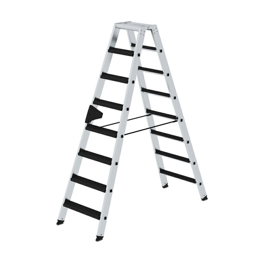 Günzburger Steigtechnik Stufen-Stehleiter beidseitig begehbar mit clip-step relax 2x8 Stufen