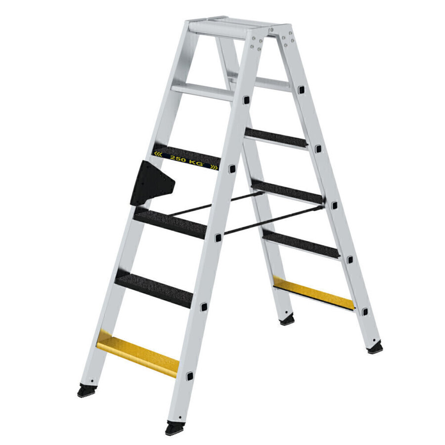 Günzburger Steigtechnik Stufen-Stehleiter 250 kg beidseitig begehbar mit clip-step R13 2x6 Stufen