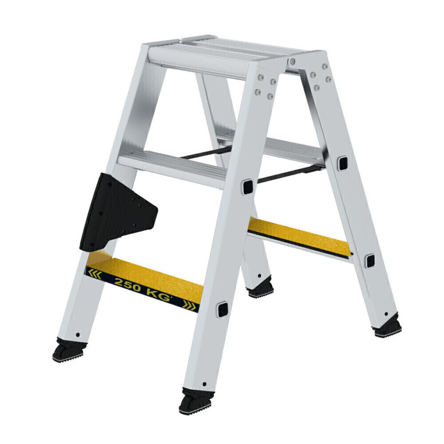 Günzburger Steigtechnik Stufen-Stehleiter 250 kg beidseitig begehbar mit clip-step R13 2x3 Stufen