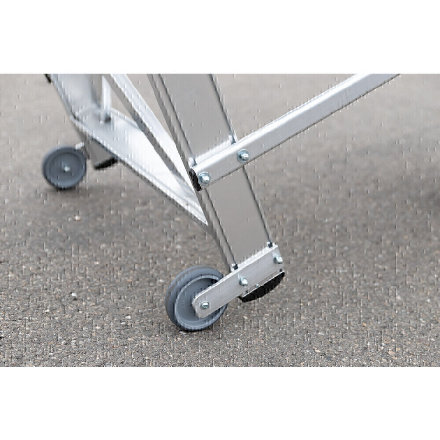 Günzburger Steigtechnik Arbeitspodest fahrbar, Stufenbreite 800 mm, Aluminium geriffelt 5 Stufen