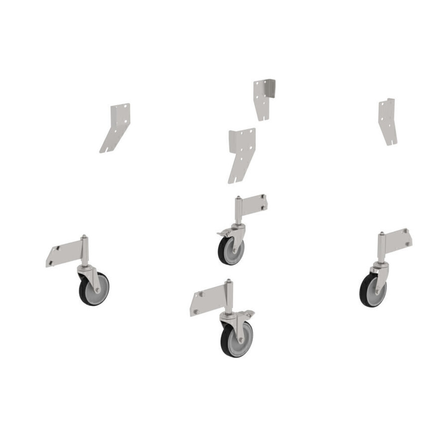 Günzburger Steigtechnik Nachrüstsatz Lenkrolle Edelstahl für Podesttreppe einseitig begehbar