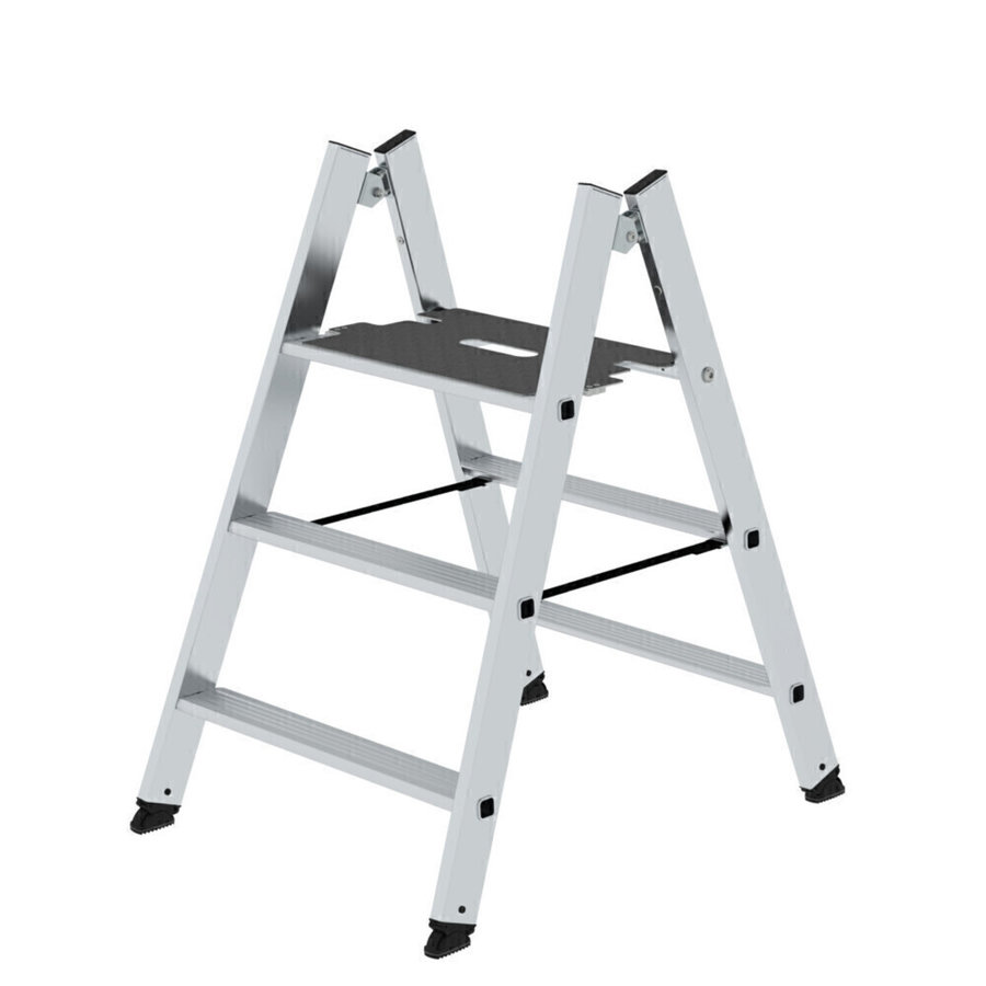 Günzburger Steigtechnik Klapptritt beidseitig begehbar Alu natur 3 Stufen