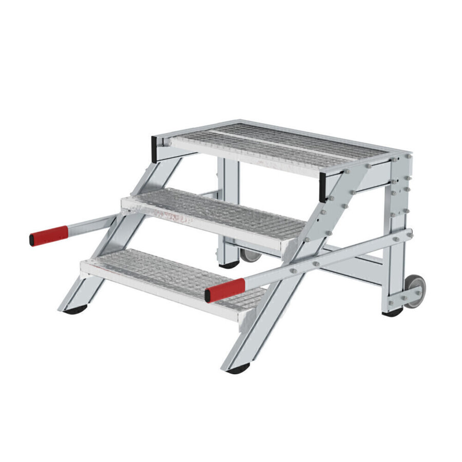 Günzburger Steigtechnik Arbeitspodest fahrbar, Stufenbreite 800 mm, Stahl-Gitterrost 3 Stufen