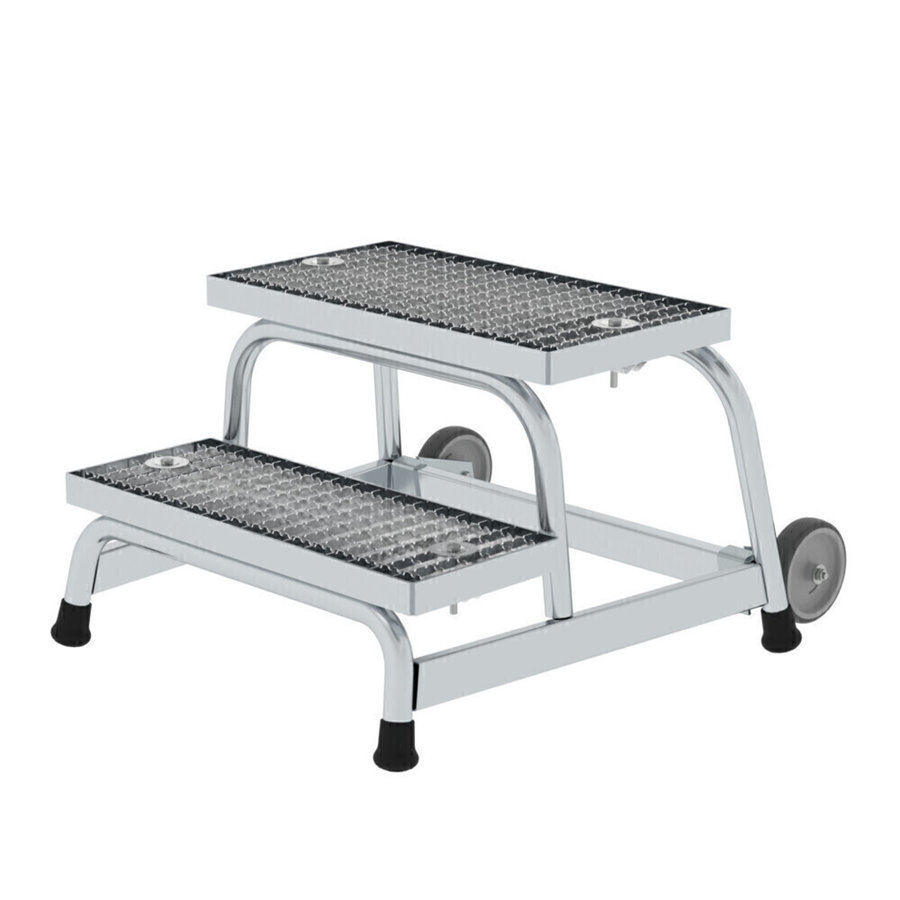 Günzburger Steigtechnik Arbeitspodest starr Stahl-Gitterrost mit Rollen 2 Stufen