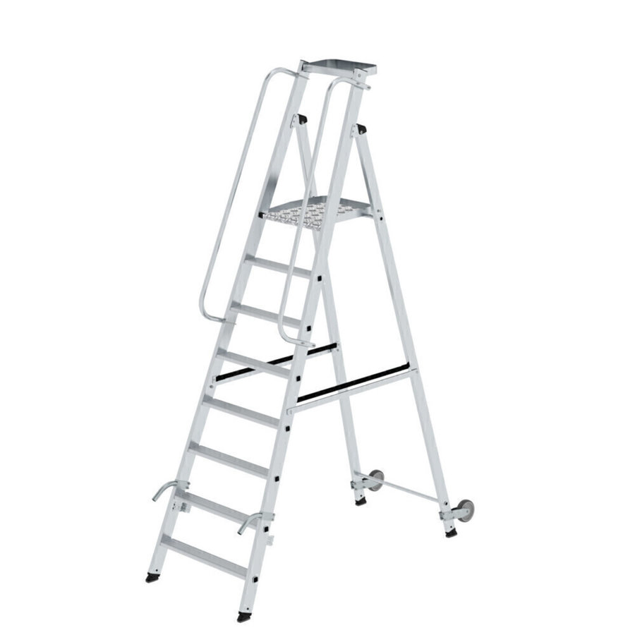 Günzburger Steigtechnik Plattformleiter mit Rollen und Griff 8 Stufen mit Ablageschale