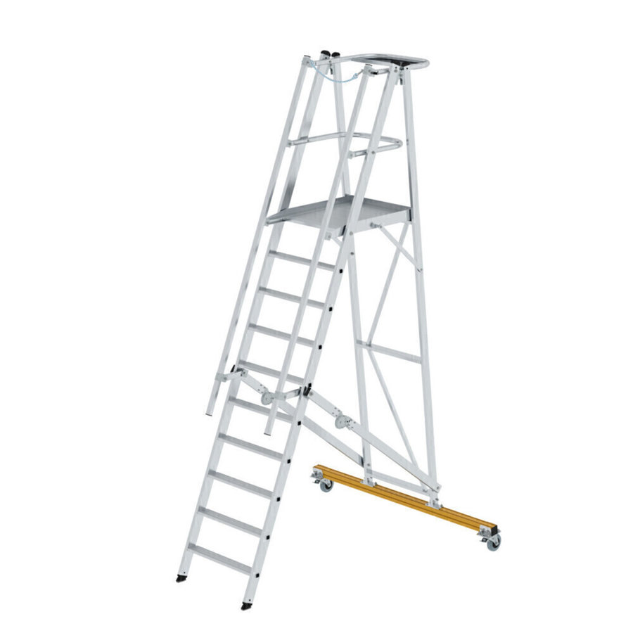 Günzburger Steigtechnik Plattformleiter klappbar und fahrbar 10 Stufen