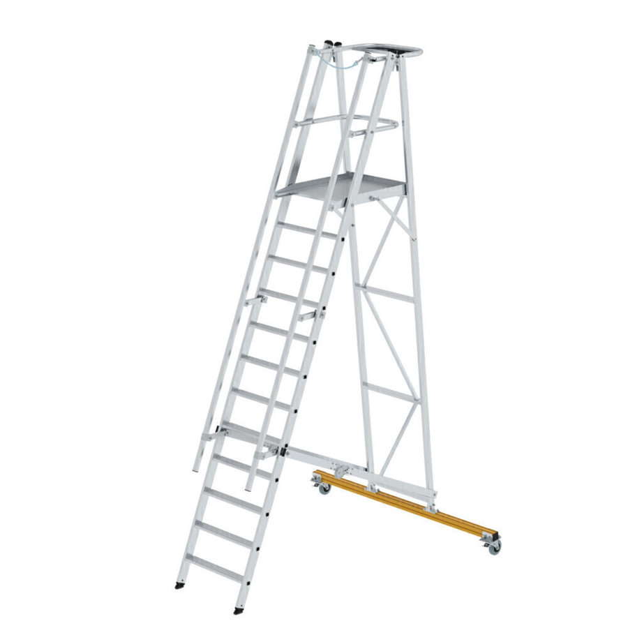 Günzburger Steigtechnik Plattformleiter klappbar und fahrbar 12 Stufen