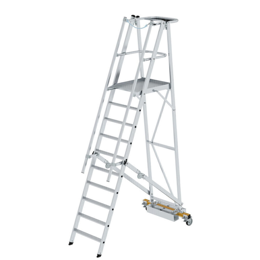 Günzburger Steigtechnik Plattformleiter klappbar mit schmalem Fahrwerk 10 Stufen