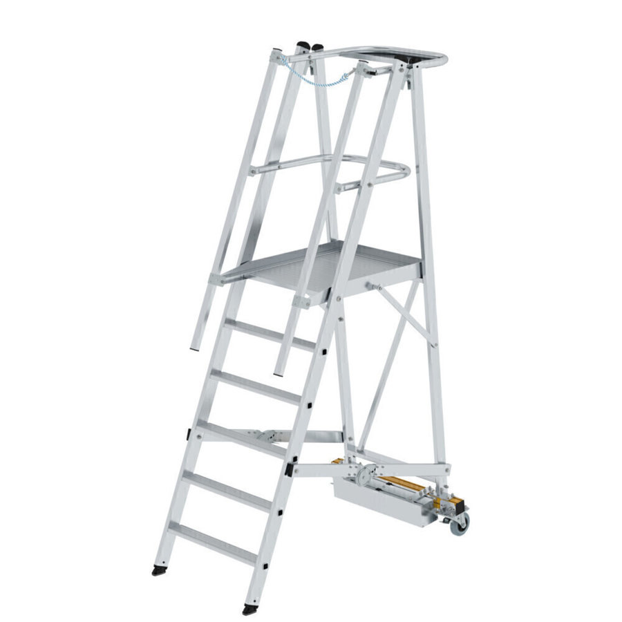 Günzburger Steigtechnik Plattformleiter klappbar mit schmalem Fahrwerk 6 Stufen