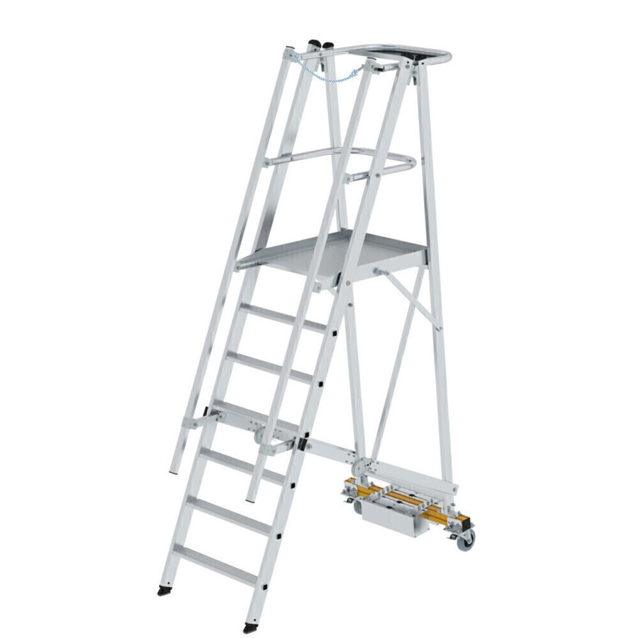 Günzburger Steigtechnik Plattformleiter klappbar mit schmalem Fahrwerk 7 Stufen