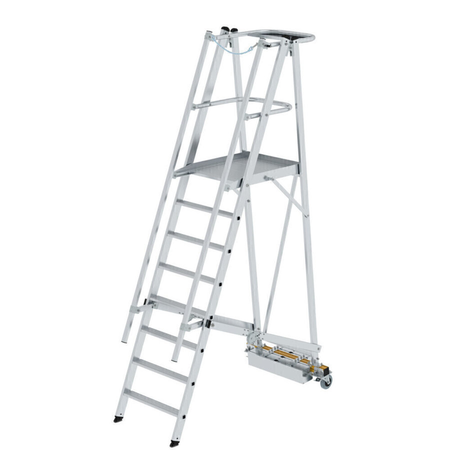 Günzburger Steigtechnik Plattformleiter klappbar mit schmalem Fahrwerk 8 Stufen