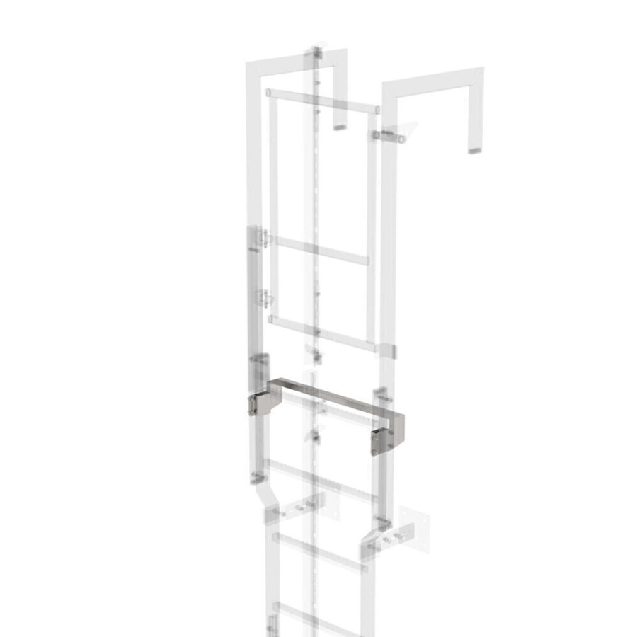 Günzburger Steigtechnik Ausstiegstritt für SI-Türe mit Steigschutzschiene Edelstahl Spaltmaß 100mm