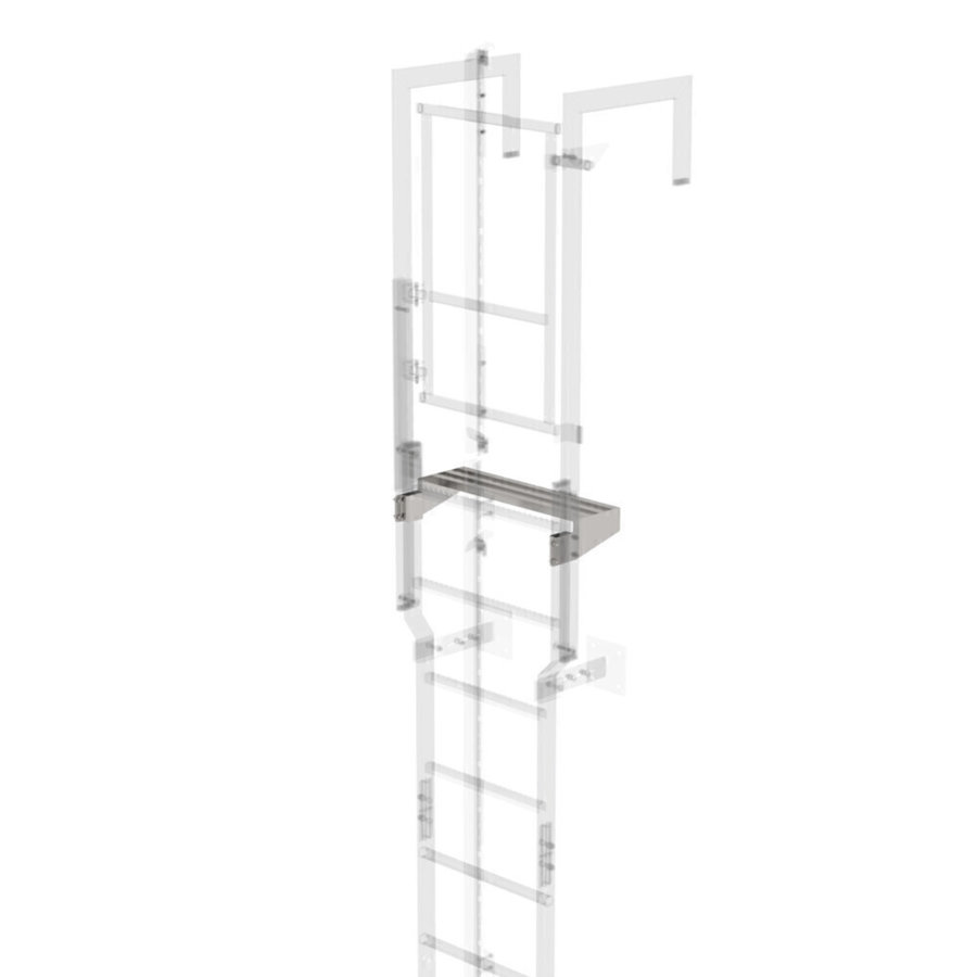 Günzburger Steigtechnik Ausstiegstritt für SI-Türe mit Steigschutzschiene Edelstahl Spaltmaß 200mm