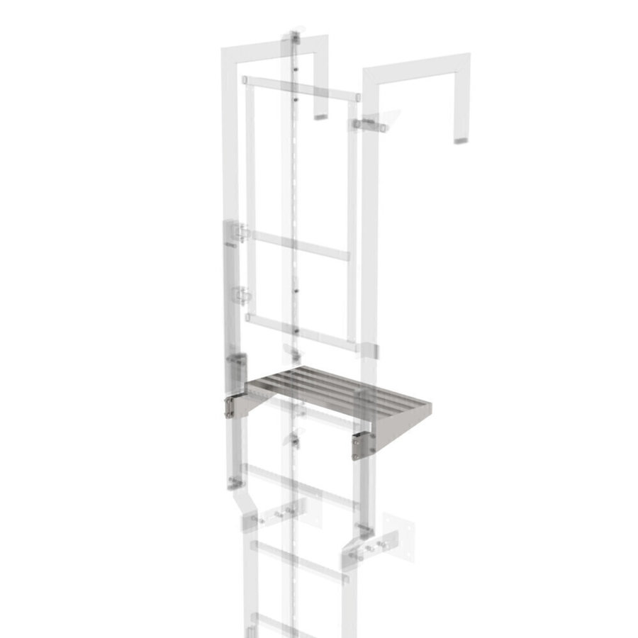 Günzburger Steigtechnik Ausstiegstritt für SI-Türe mit Steigschutzschiene Edelstahl Spaltmaß 300mm