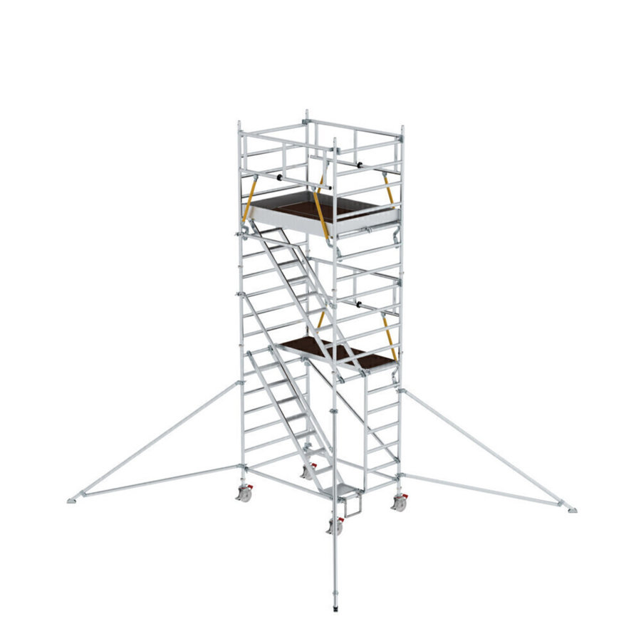 Günzburger Steigtechnik Rollgerüst SG 1,35 x 1,80 m mit Schrägaufstiegen & Ausleger Plattformhöhe 4,47 m