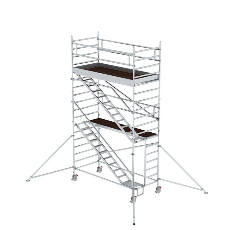 Günzburger Steigtechnik Rollgerüst 1,35 x 3,0 m mit Schrägaufstiegen & Ausleger Plattformhöhe 4,47 m