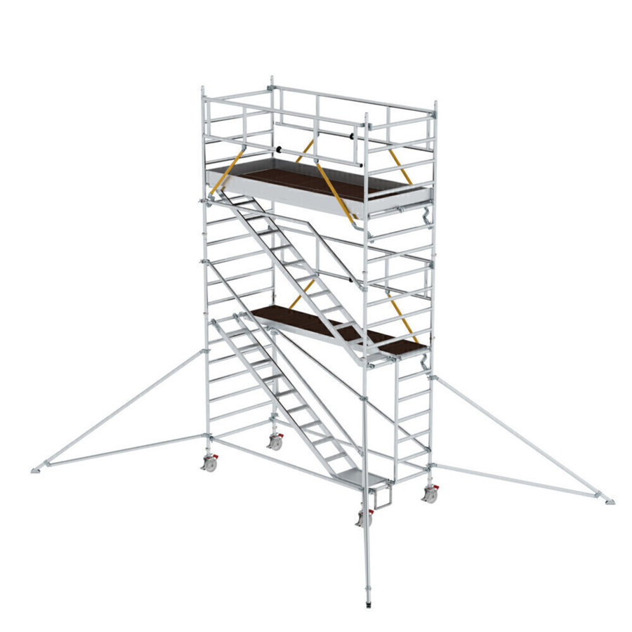 Günzburger Steigtechnik Rollgerüst SG 1,35 x 3,0 m mit Schrägaufstiegen & Ausleger Plattformhöhe 4,47 m