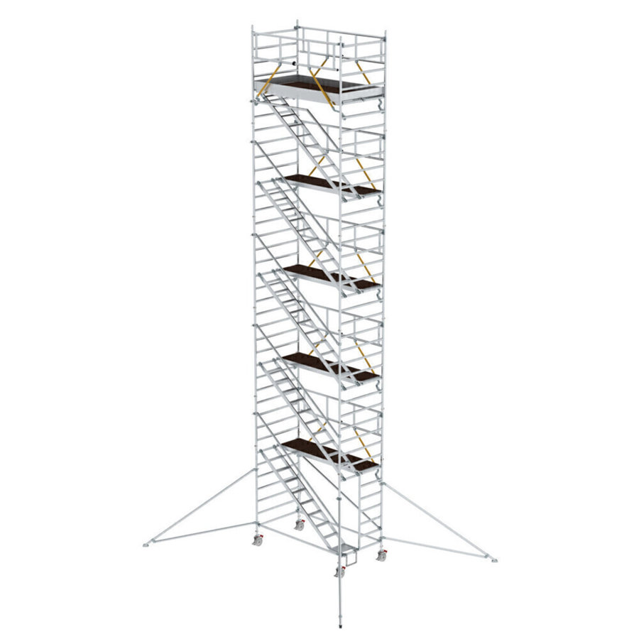 Günzburger Steigtechnik Rollgerüst SG 1,35 x 2,45 m mit Schrägaufstiegen & Ausleger Plattformhöhe 10,35 m