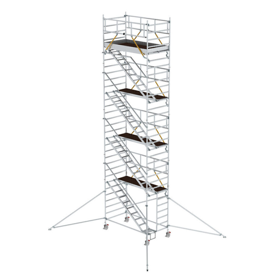 Günzburger Steigtechnik Rollgerüst SG 1,35 x 2,45 m mit Schrägaufstiegen & Ausleger Plattformhöhe 8,39 m