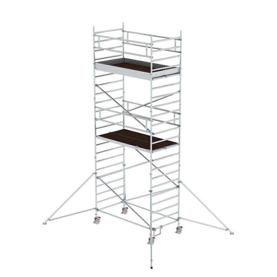 Günzburger Steigtechnik Rollgerüst 1,35 x 2,45 m mit Ausleger & Doppel-Plattform Plattformhöhe 5,59 m