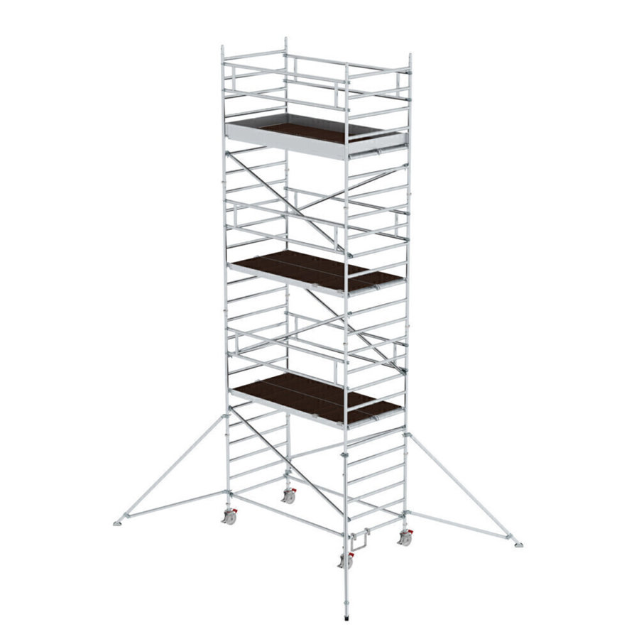 Günzburger Steigtechnik Rollgerüst 1,35 x 2,45 m mit Ausleger & Doppel-Plattform Plattformhöhe 6,43 m