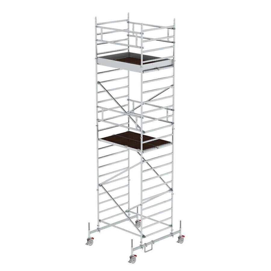 Günzburger Steigtechnik Rollgerüst 1,35 x 1,80 m mit Fahrbalken & Doppel-Plattform Plattformhöhe 5,78 m