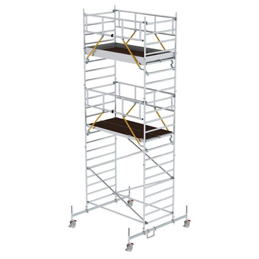 Günzburger Steigtechnik Rollgerüst SG 1,35 x 2,45 m mit Fahrbalken & Doppel-Plattform Plattformhöhe 5,78 m