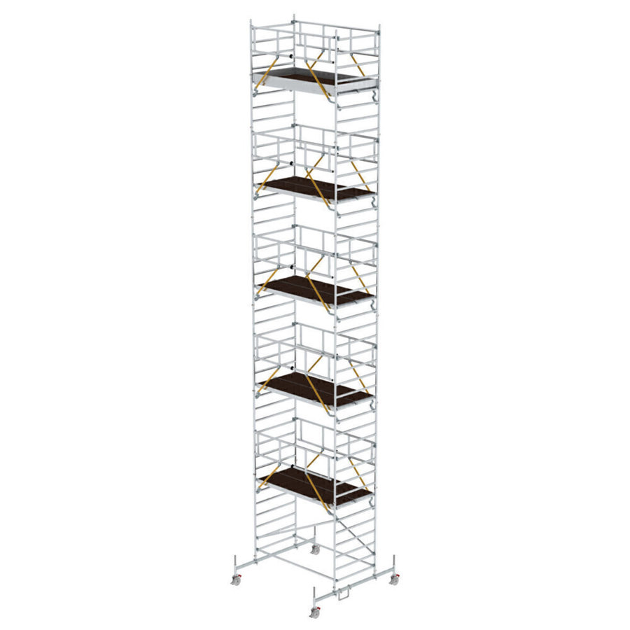 Günzburger Steigtechnik Rollgerüst SG 1,35 x 2,45 m mit Fahrbalken & Doppel-Plattform Plattformhöhe 11,62 m