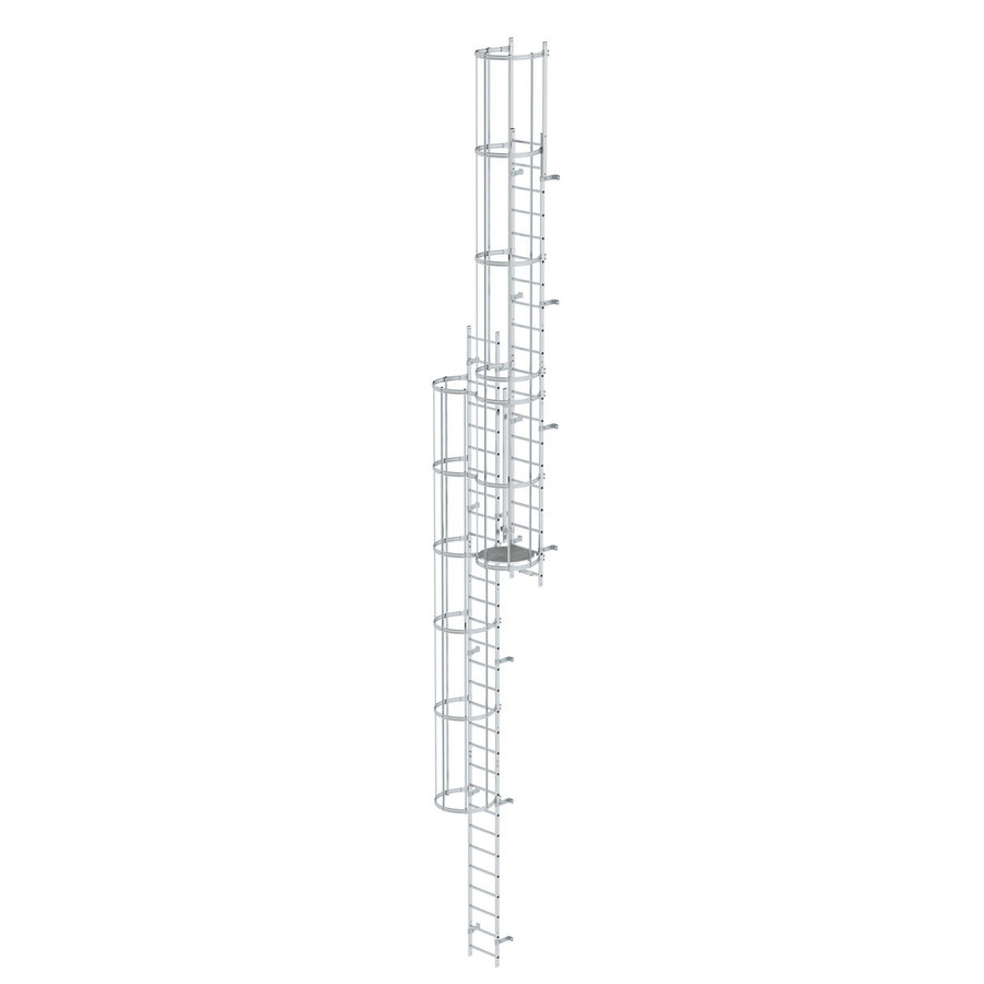 Günzburger Steigtechnik Mehrzügige Steigleiter mit Rückenschutz (Maschinen) Aluminium blank 12,12m