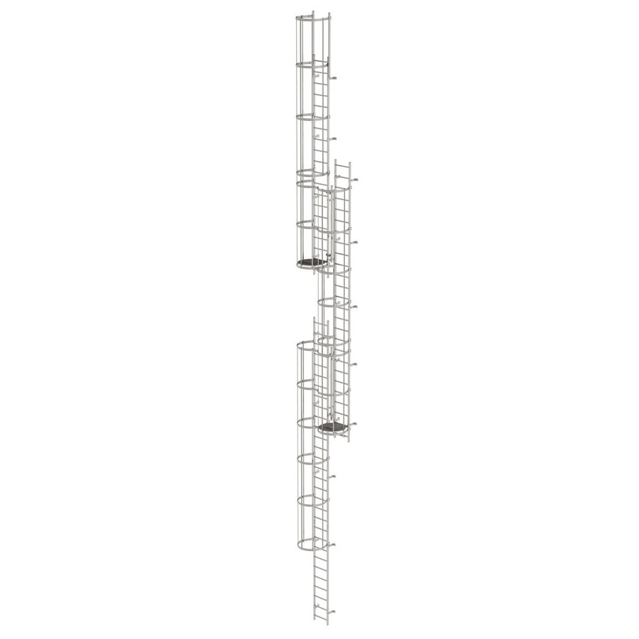 Günzburger Steigtechnik Mehrzügige Steigleiter mit Rückenschutz (Maschinen) Edelstahl 16,32m