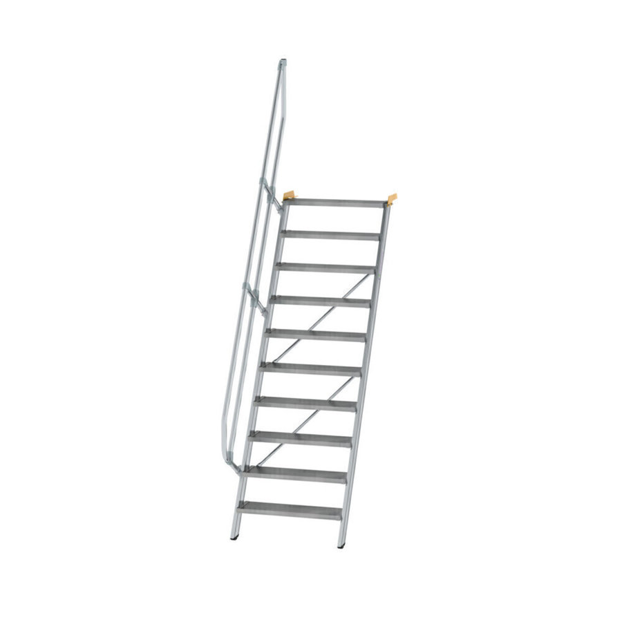 Günzburger Steigtechnik Treppe 60° Stufenbreite 800 mm 10 Stufen Aluminium geriffelt