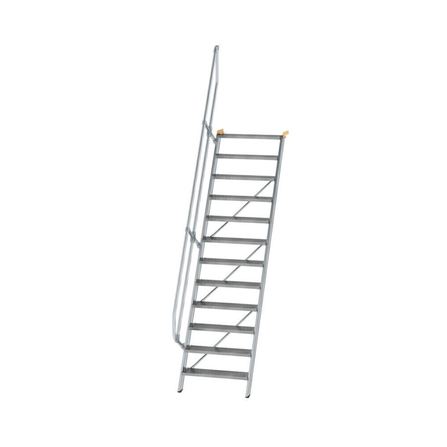 Günzburger Steigtechnik Treppe 60° Stufenbreite 800 mm 12 Stufen Aluminium geriffelt