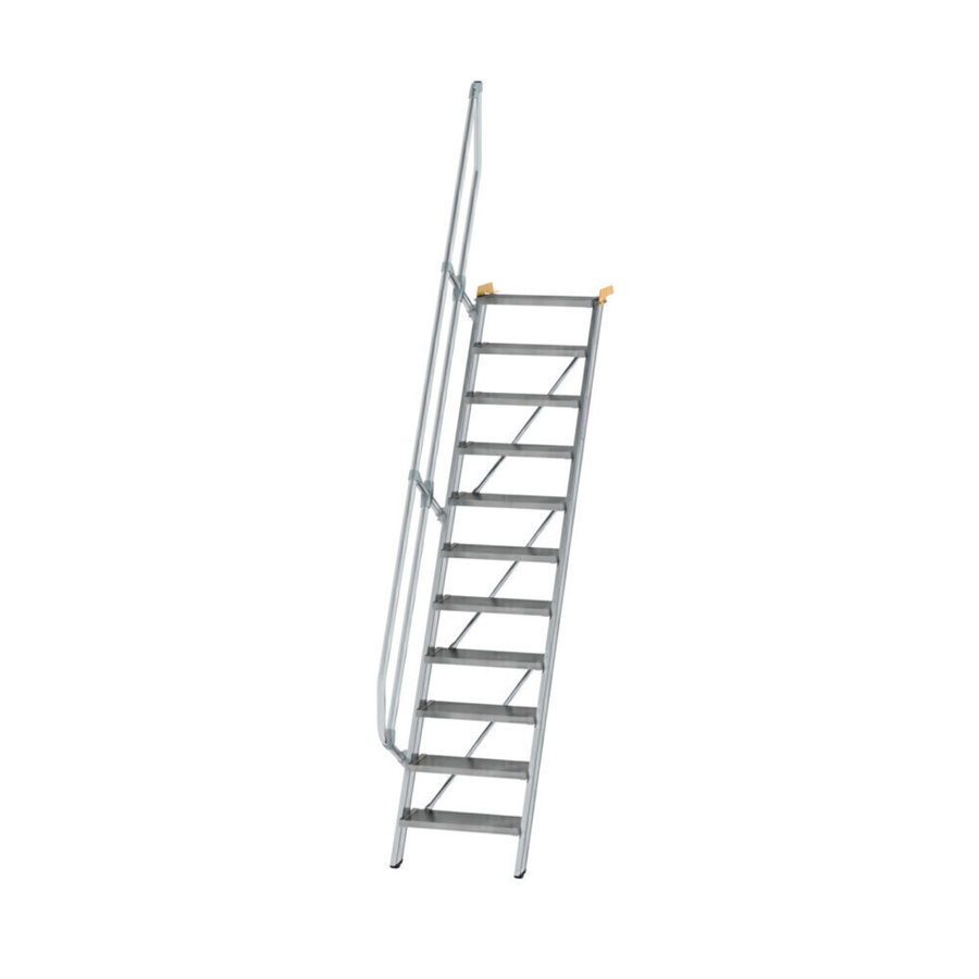 Günzburger Steigtechnik Treppe 60° Stufenbreite 600 mm 11 Stufen Aluminium geriffelt