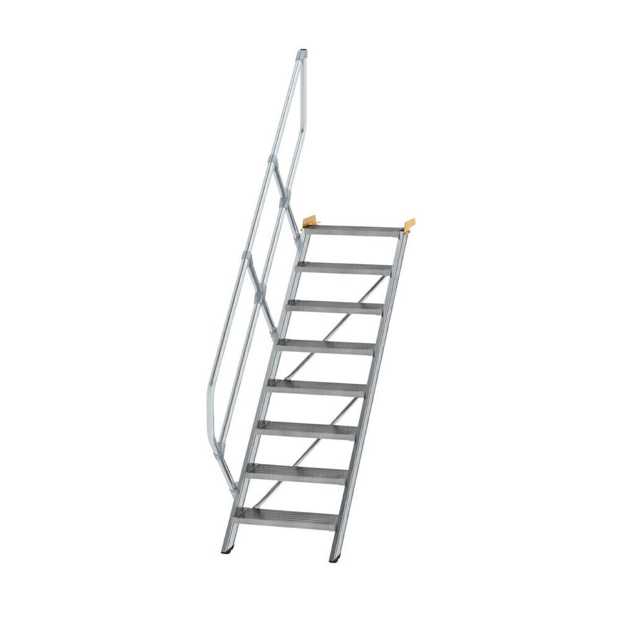 Günzburger Steigtechnik Treppe 45° Stufenbreite 600 mm 8 Stufen Aluminium geriffelt