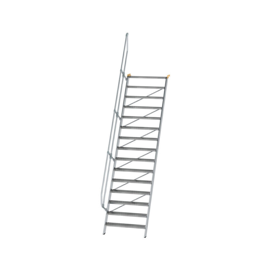 Günzburger Steigtechnik Treppe 60° Stufenbreite 1000 mm 15 Stufen Aluminium geriffelt