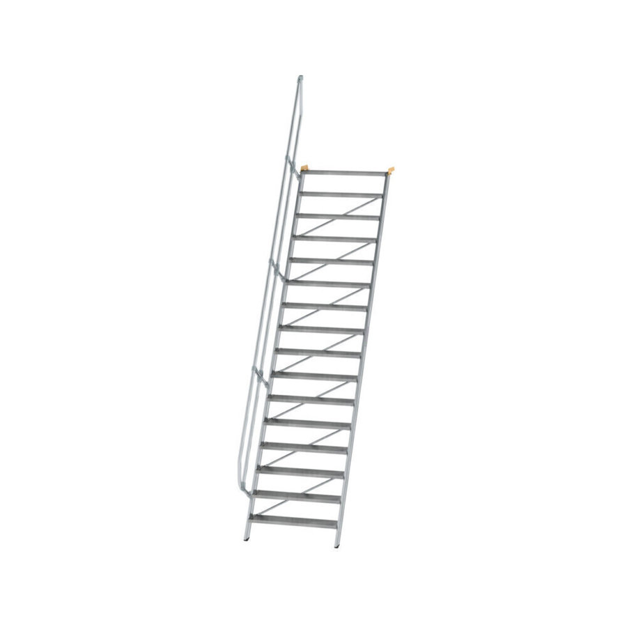Günzburger Steigtechnik Treppe 60° Stufenbreite 1000 mm 16 Stufen Aluminium geriffelt