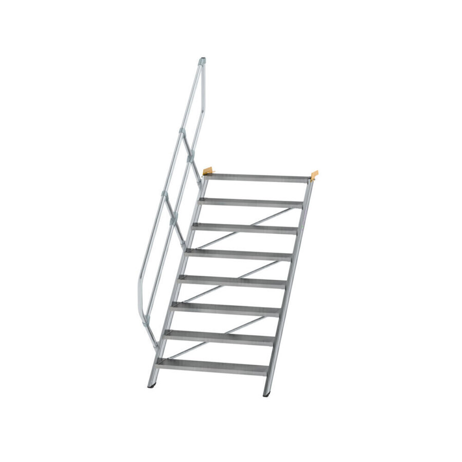 Günzburger Steigtechnik Treppe 45° Stufenbreite 1000 mm 8 Stufen Aluminium geriffelt