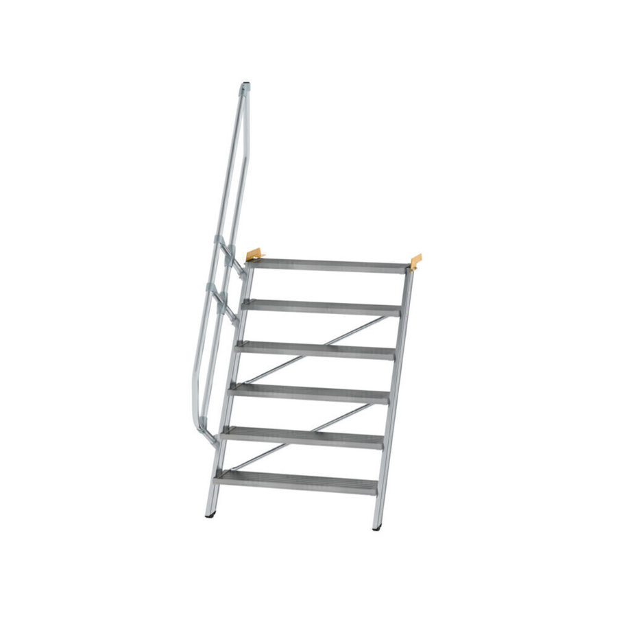 Günzburger Steigtechnik Treppe 60° Stufenbreite 1000 mm 6 Stufen Aluminium geriffelt