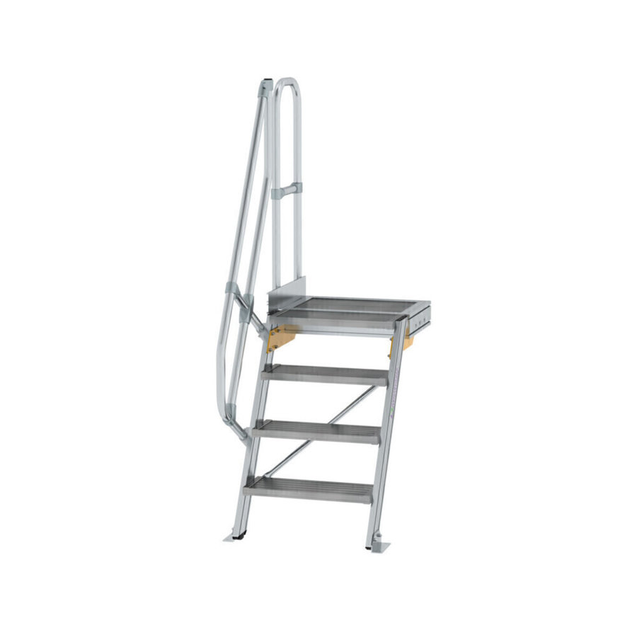 Günzburger Steigtechnik Treppe mit Plattform 60° Stufenbreite 600 mm 4 Stufen Aluminium geriffelt