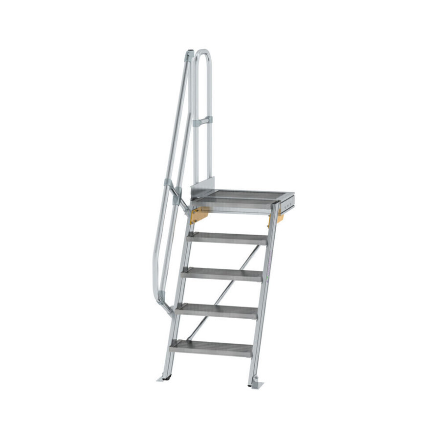 Günzburger Steigtechnik Treppe mit Plattform 60° Stufenbreite 600 mm 5 Stufen Aluminium geriffelt