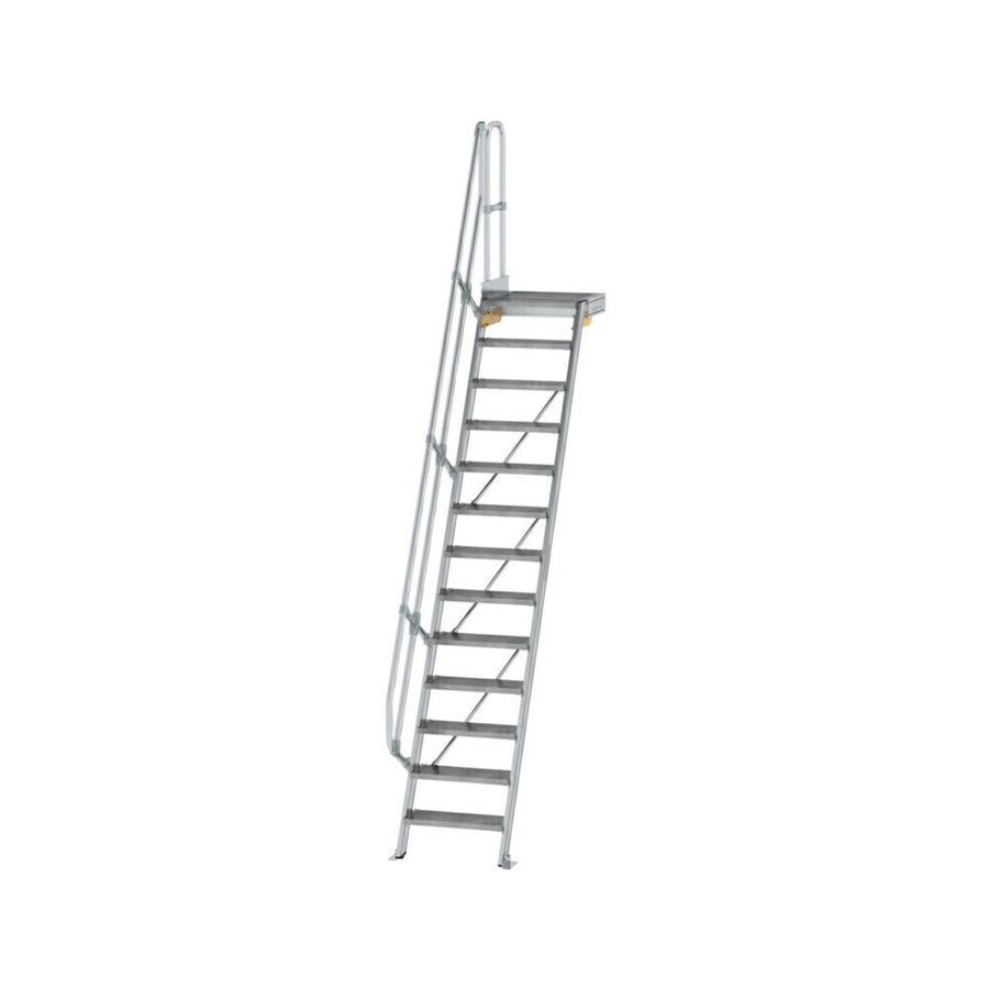 Günzburger Steigtechnik Treppe mit Plattform 60° Stufenbreite 600 mm 13 Stufen Aluminium geriffelt