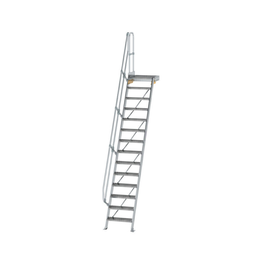 Günzburger Steigtechnik Treppe mit Plattform 60° Stufenbreite 600 mm 14 Stufen Aluminium geriffelt