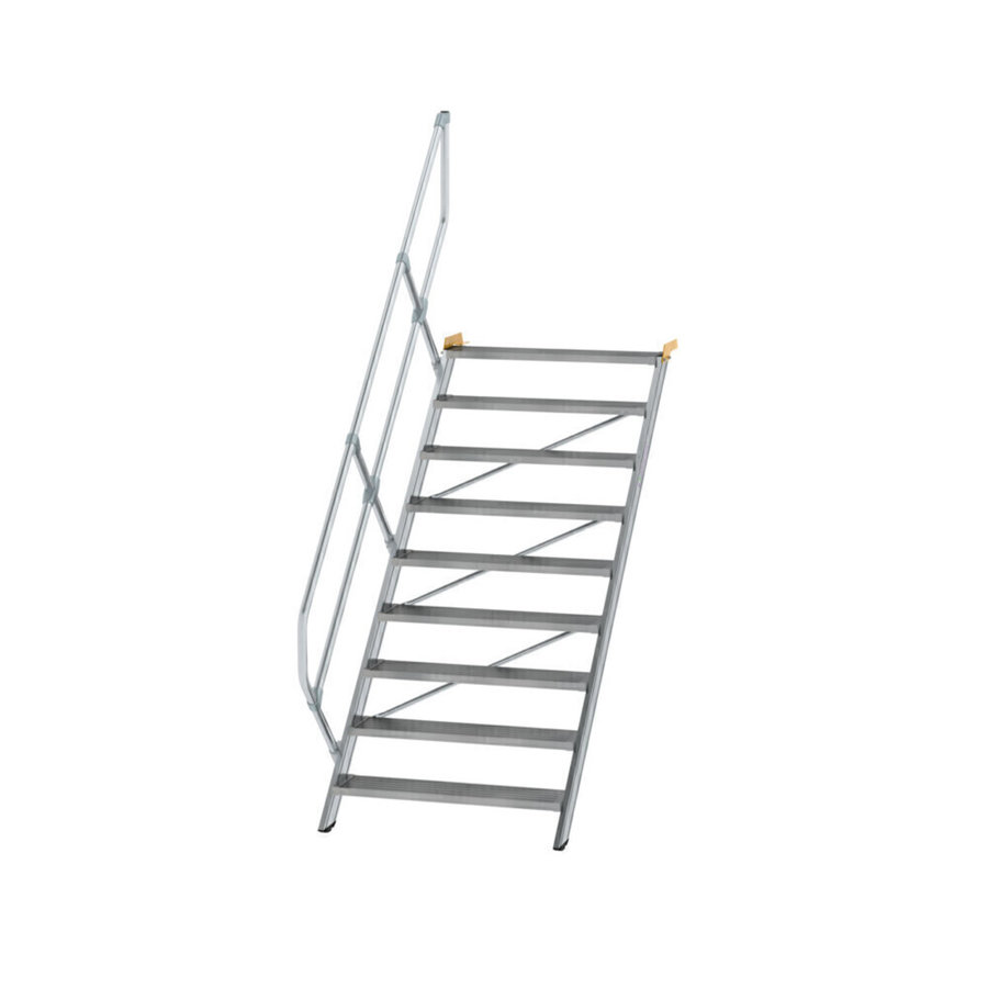 Günzburger Steigtechnik Treppe 45° Stufenbreite 1000 mm 9 Stufen Aluminium geriffelt