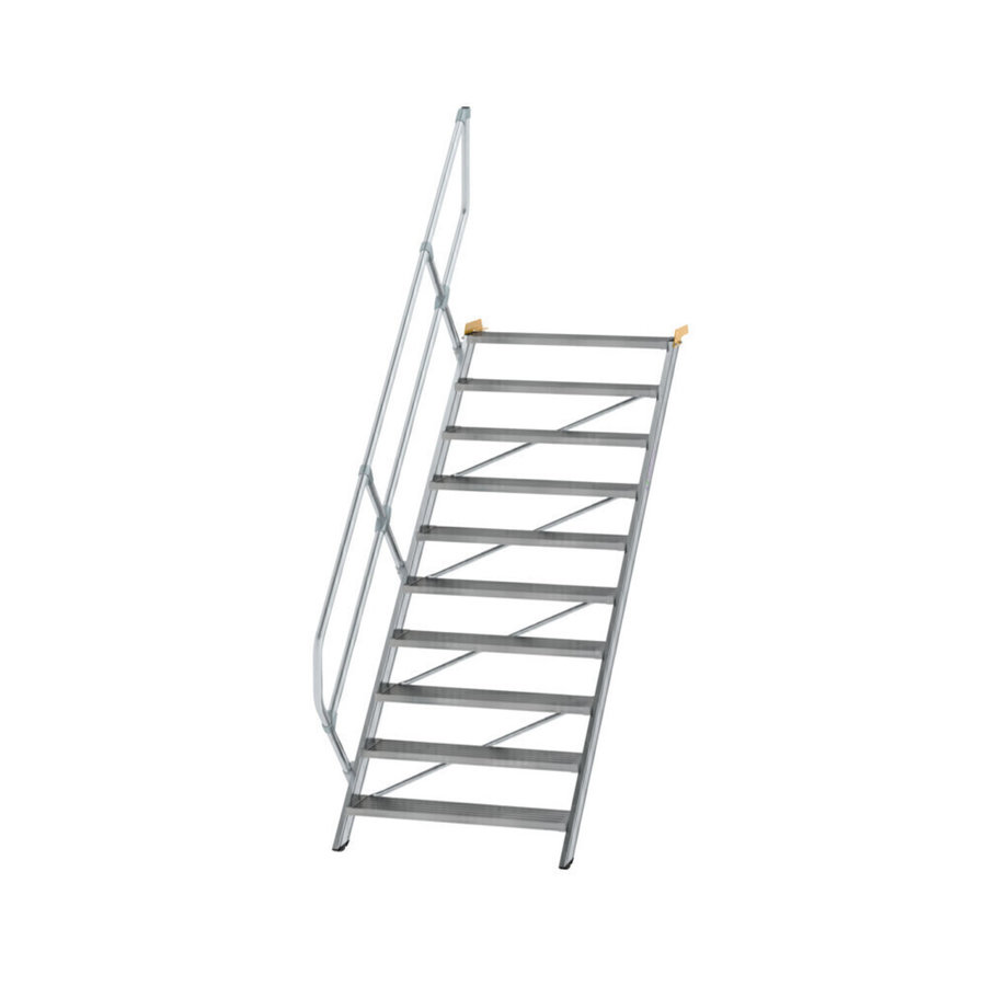 Günzburger Steigtechnik Treppe 45° Stufenbreite 1000 mm 10 Stufen Aluminium geriffelt