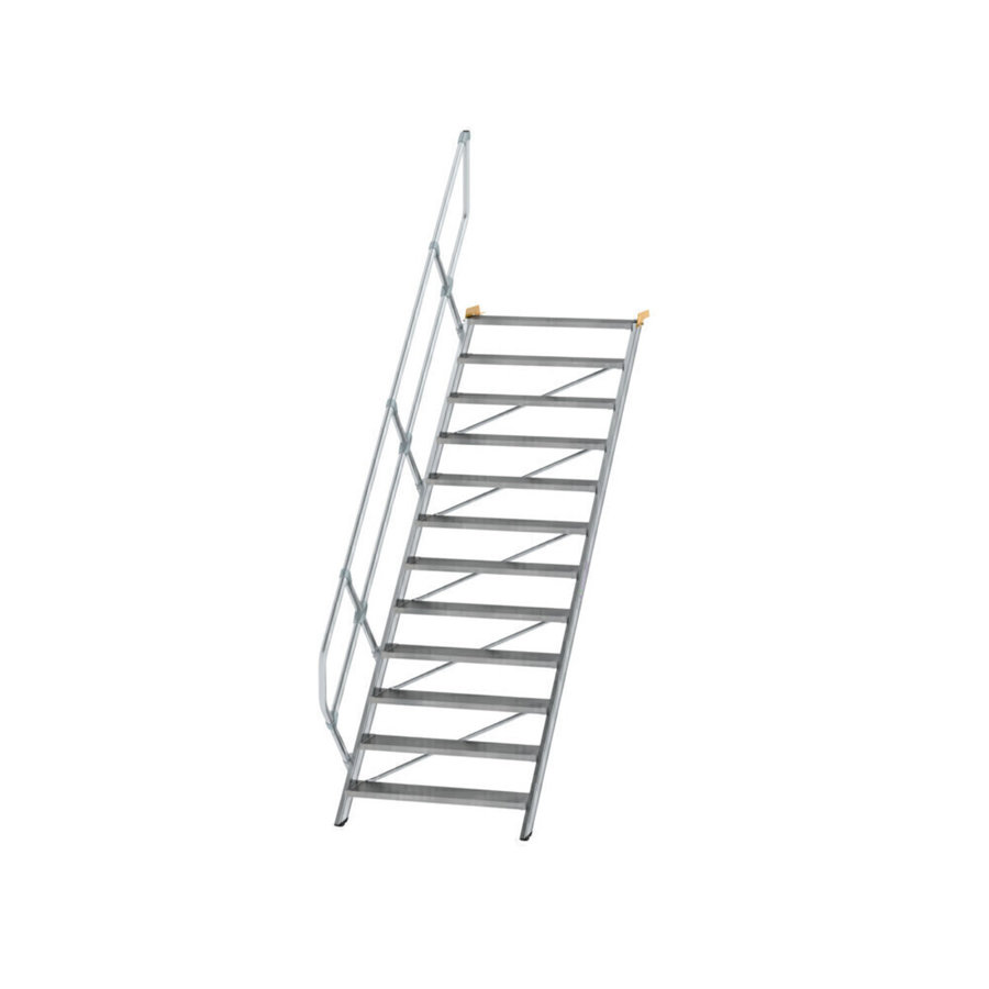 Günzburger Steigtechnik Treppe 45° Stufenbreite 1000 mm 12 Stufen Aluminium geriffelt