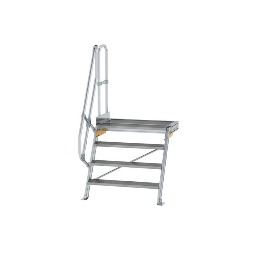 Günzburger Steigtechnik Treppe mit Plattform 60° Stufenbreite 1000 mm 4 Stufen Aluminium geriffelt