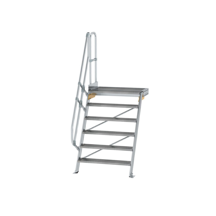 Günzburger Steigtechnik Treppe mit Plattform 60° Stufenbreite 1000 mm 6 Stufen Aluminium geriffelt