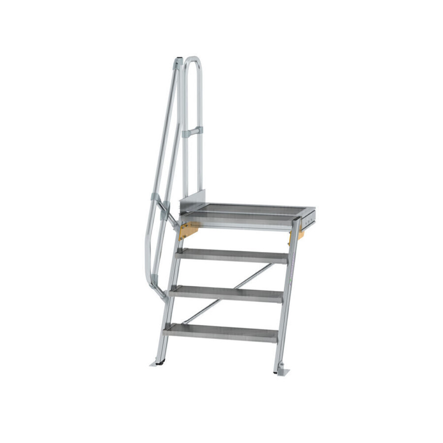 Günzburger Steigtechnik Treppe mit Plattform 60° Stufenbreite 800 mm 4 Stufen Aluminium geriffelt