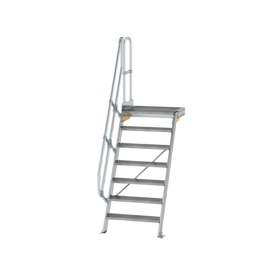 Günzburger Steigtechnik Treppe mit Plattform 60° Stufenbreite 800 mm 7 Stufen Aluminium geriffelt