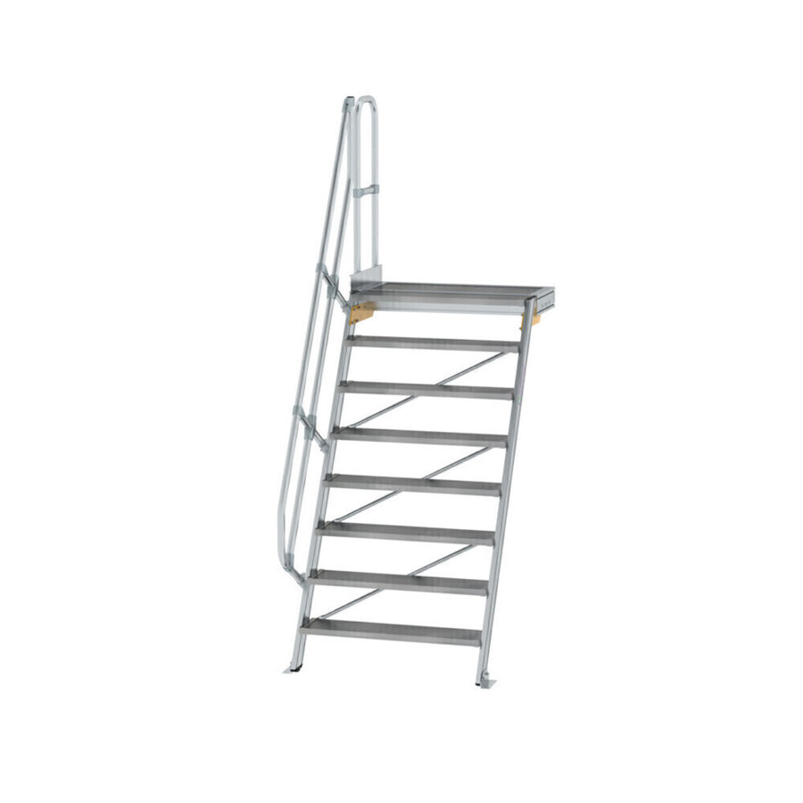 Günzburger Steigtechnik Treppe mit Plattform 60° Stufenbreite 1000 mm 8 Stufen Aluminium geriffelt
